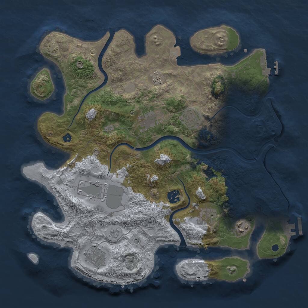 Rust Map: Procedural Map, Size: 3550, Seed: 812165, 14 Monuments