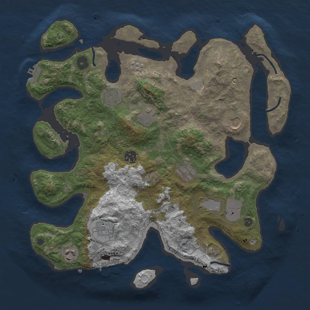 Rust Map: Procedural Map, Size: 3700, Seed: 5551992, 17 Monuments