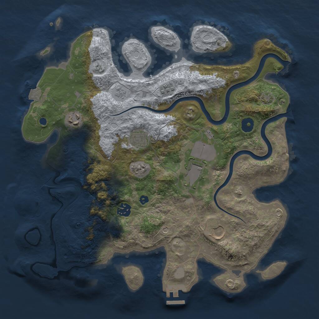 Rust Map: Procedural Map, Size: 3500, Seed: 12685, 11 Monuments