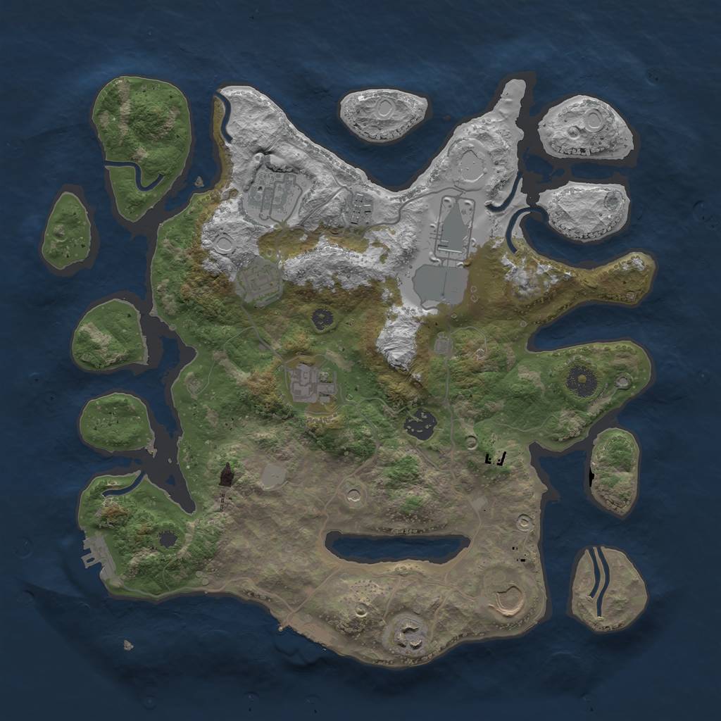 Rust Map: Procedural Map, Size: 3550, Seed: 450775, 16 Monuments