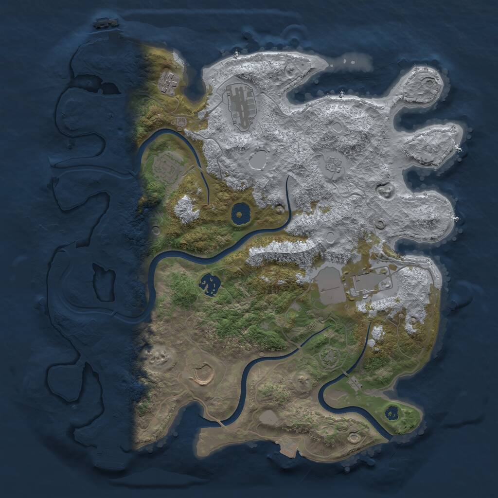 Rust Map: Procedural Map, Size: 3550, Seed: 463793, 12 Monuments