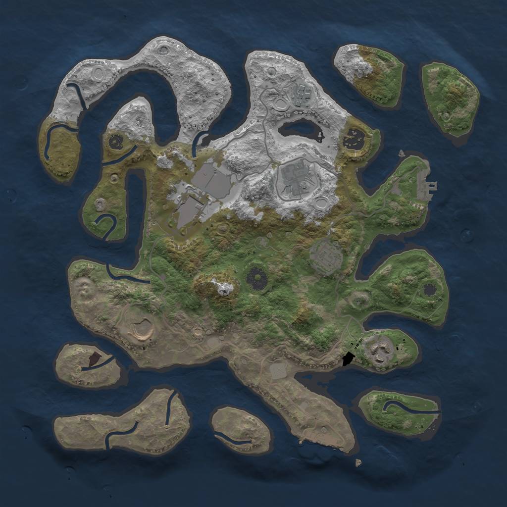 Rust Map: Procedural Map, Size: 3500, Seed: 697756949, 14 Monuments