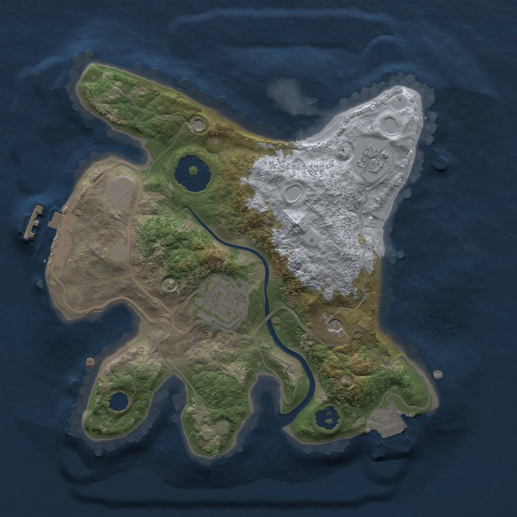 Rust Map: Procedural Map, Size: 2200, Seed: 464658, 5 Monuments