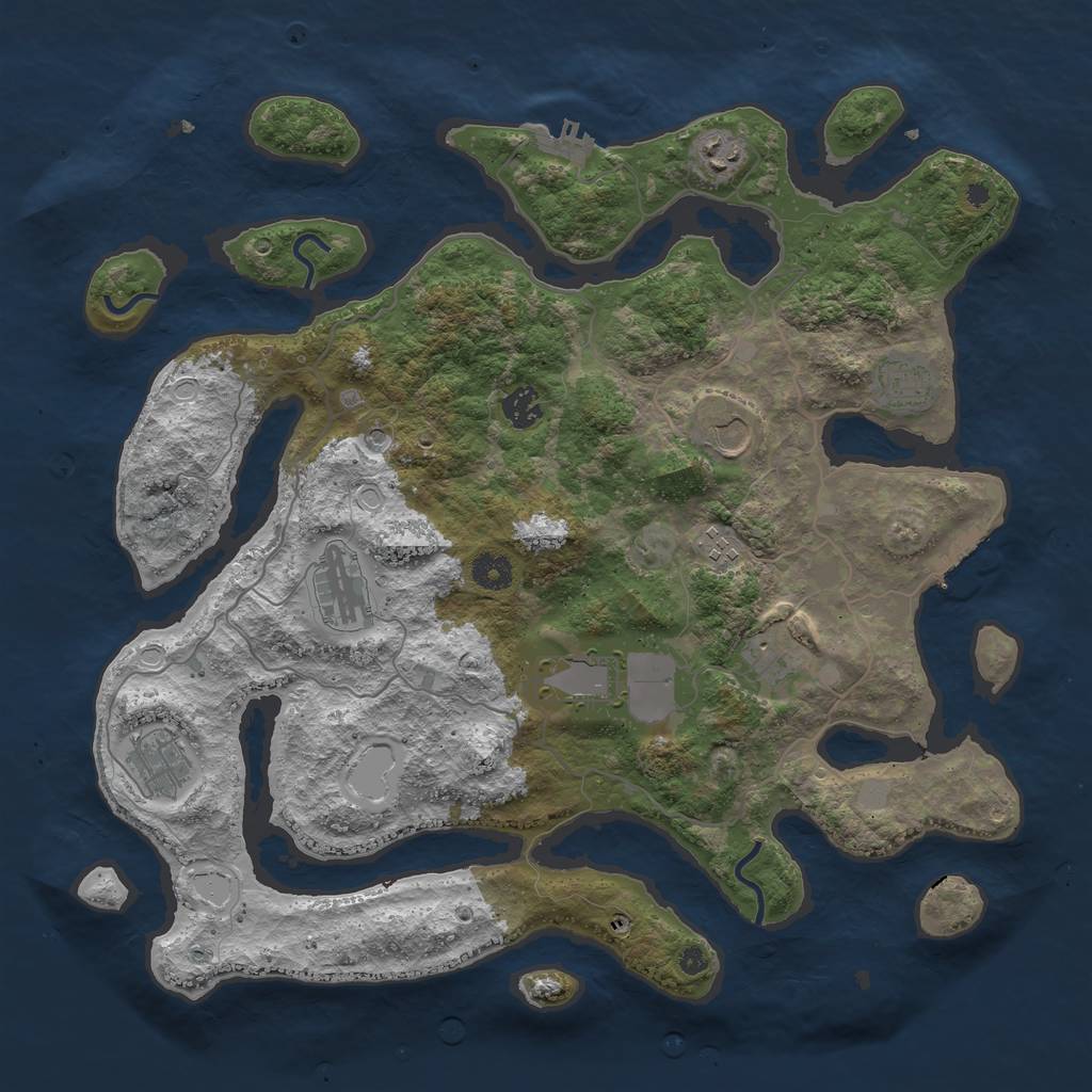 Rust Map: Procedural Map, Size: 4100, Seed: 121, 17 Monuments