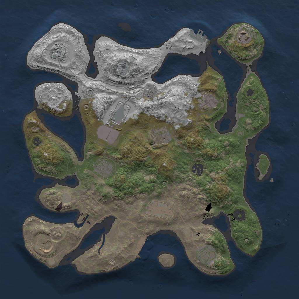 Rust Map: Procedural Map, Size: 3700, Seed: 51436028, 18 Monuments