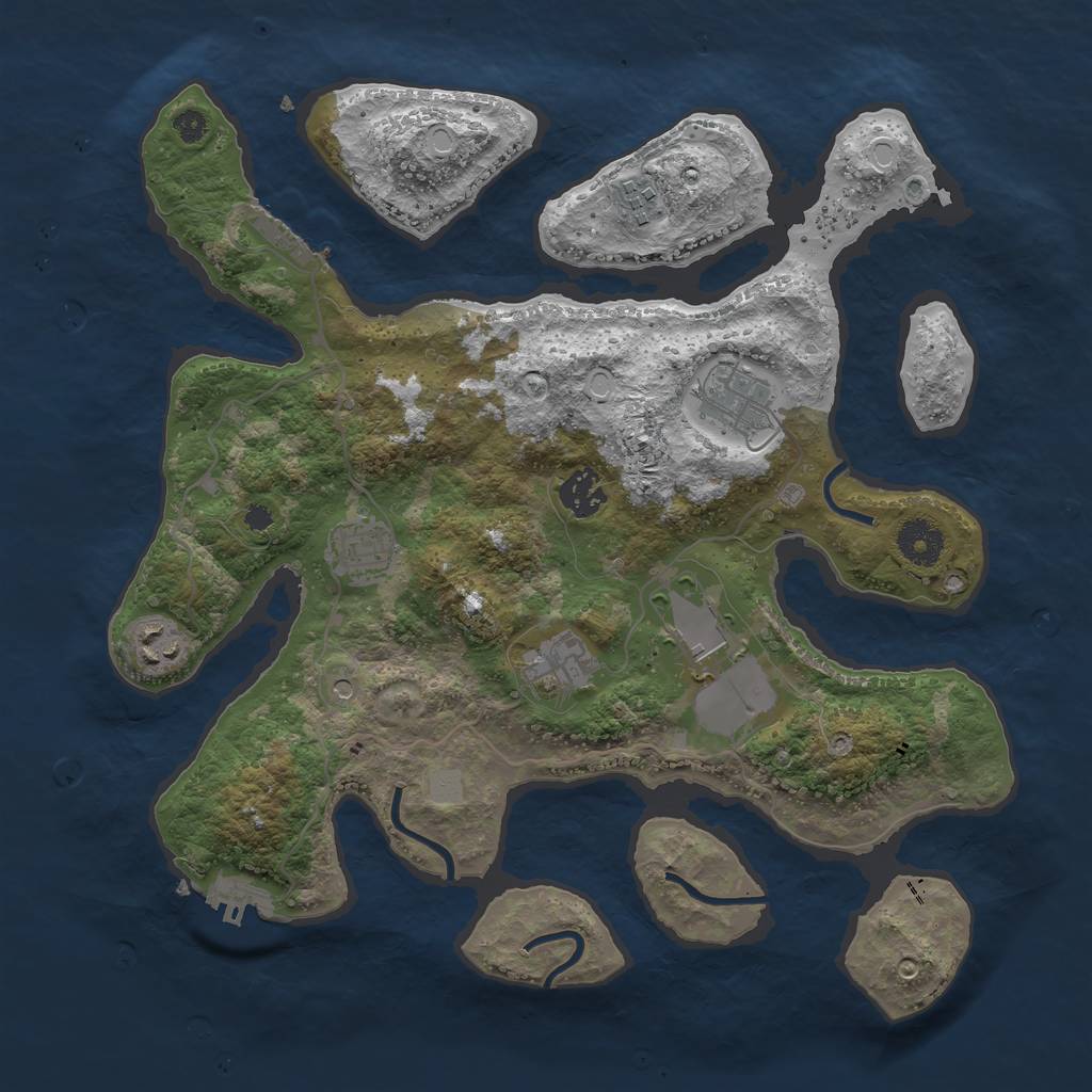 Rust Map: Procedural Map, Size: 3550, Seed: 709230, 15 Monuments