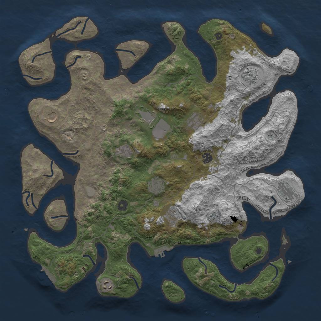 Rust Map: Procedural Map, Size: 4500, Seed: 6070141, 19 Monuments
