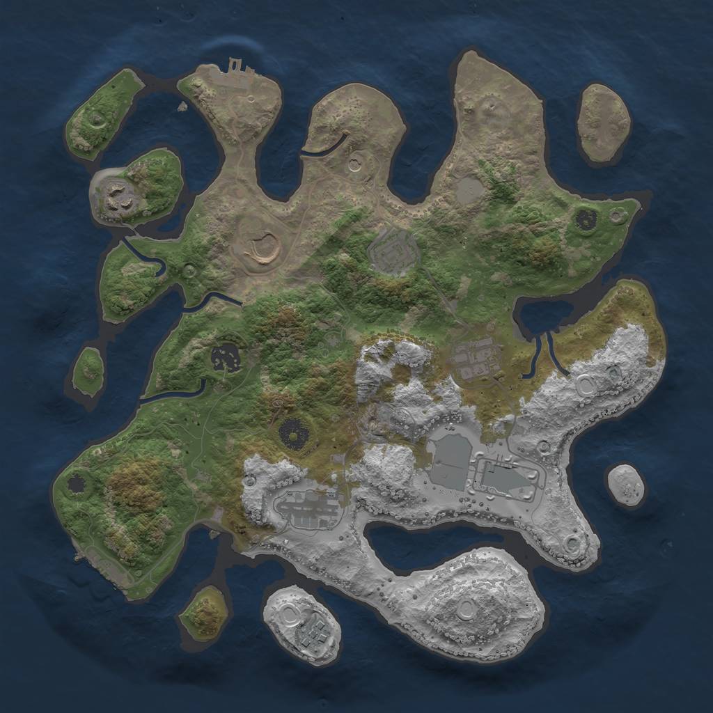 Rust Map: Procedural Map, Size: 3500, Seed: 271472, 16 Monuments