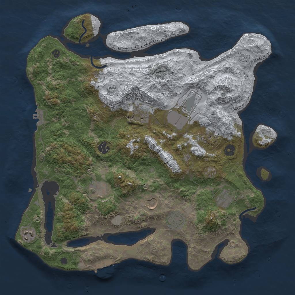 Rust Map: Procedural Map, Size: 3850, Seed: 2043391931, 18 Monuments