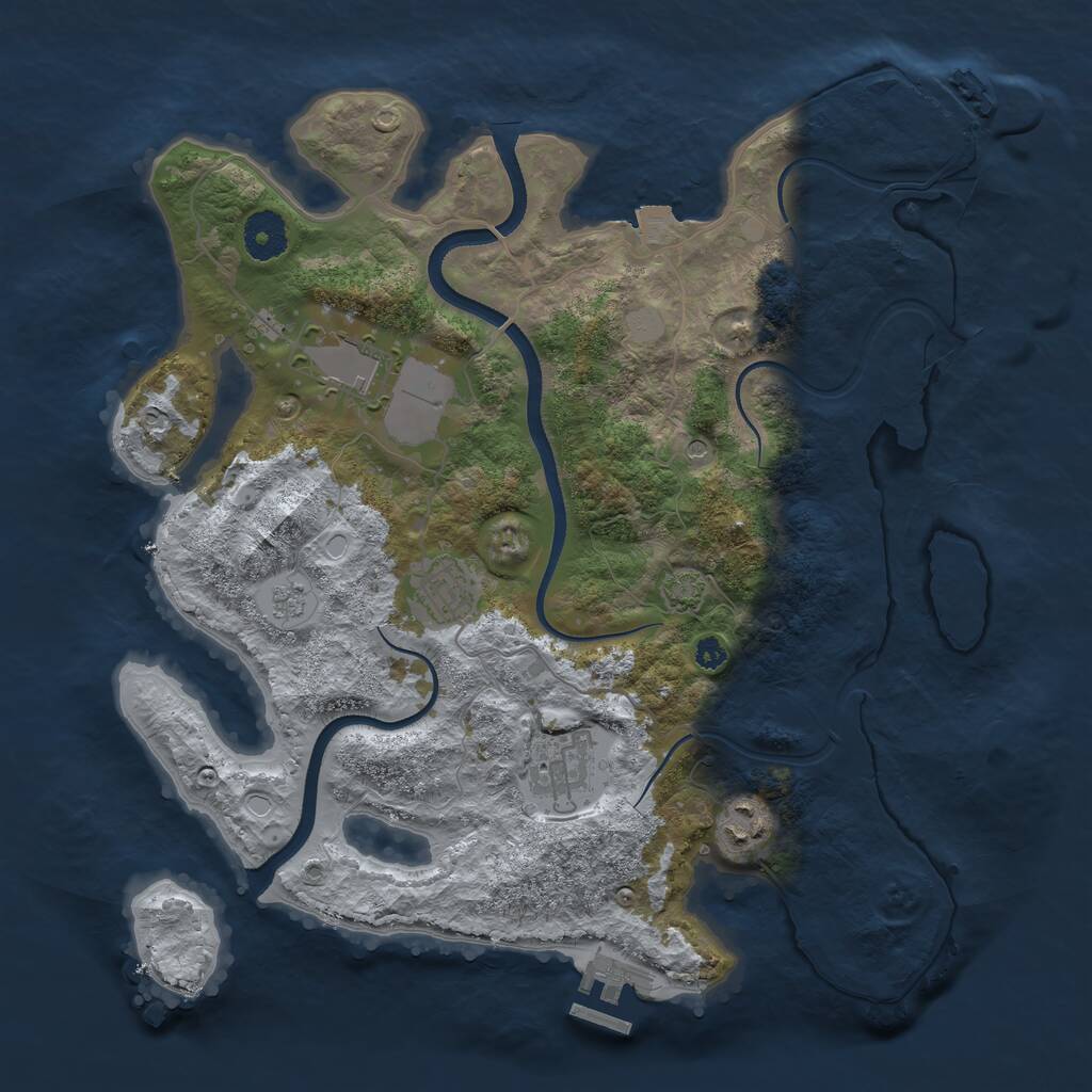 Rust Map: Procedural Map, Size: 3500, Seed: 101, 10 Monuments