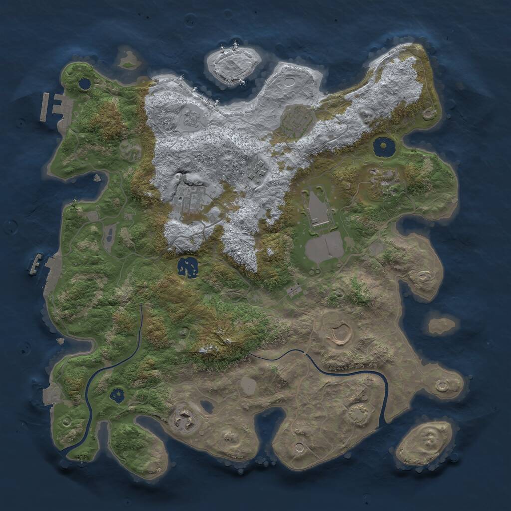 Rust Map: Procedural Map, Size: 3550, Seed: 145429, 14 Monuments