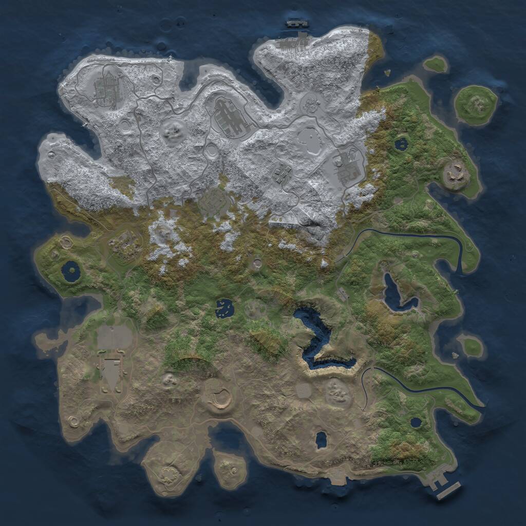 Rust Map: Procedural Map, Size: 4000, Seed: 329116, 16 Monuments