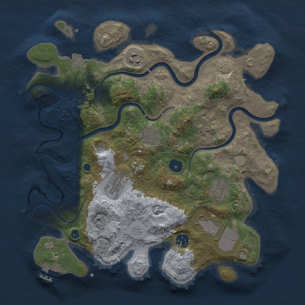 Rust Map: Procedural Map, Size: 3500, Seed: 2014249422, 12 Monuments