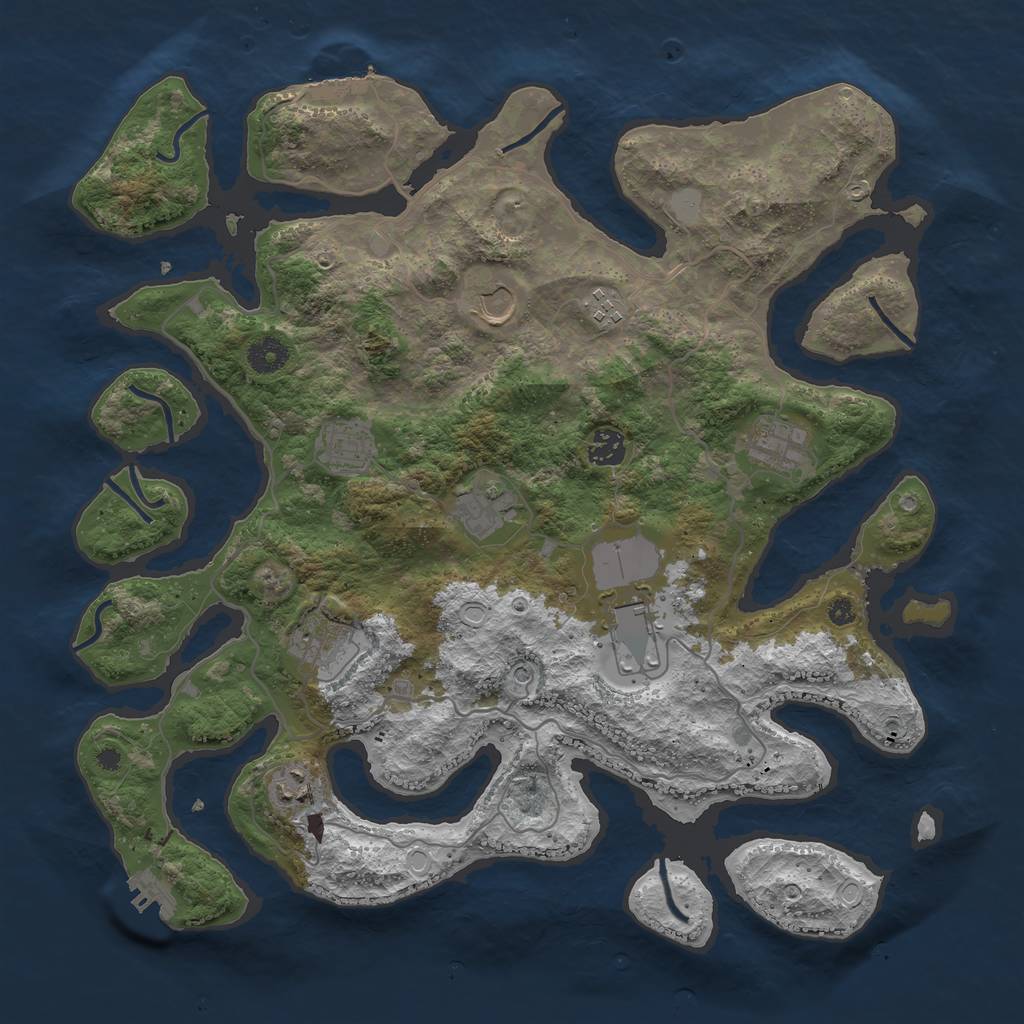 Rust Map: Procedural Map, Size: 4000, Seed: 693474, 17 Monuments