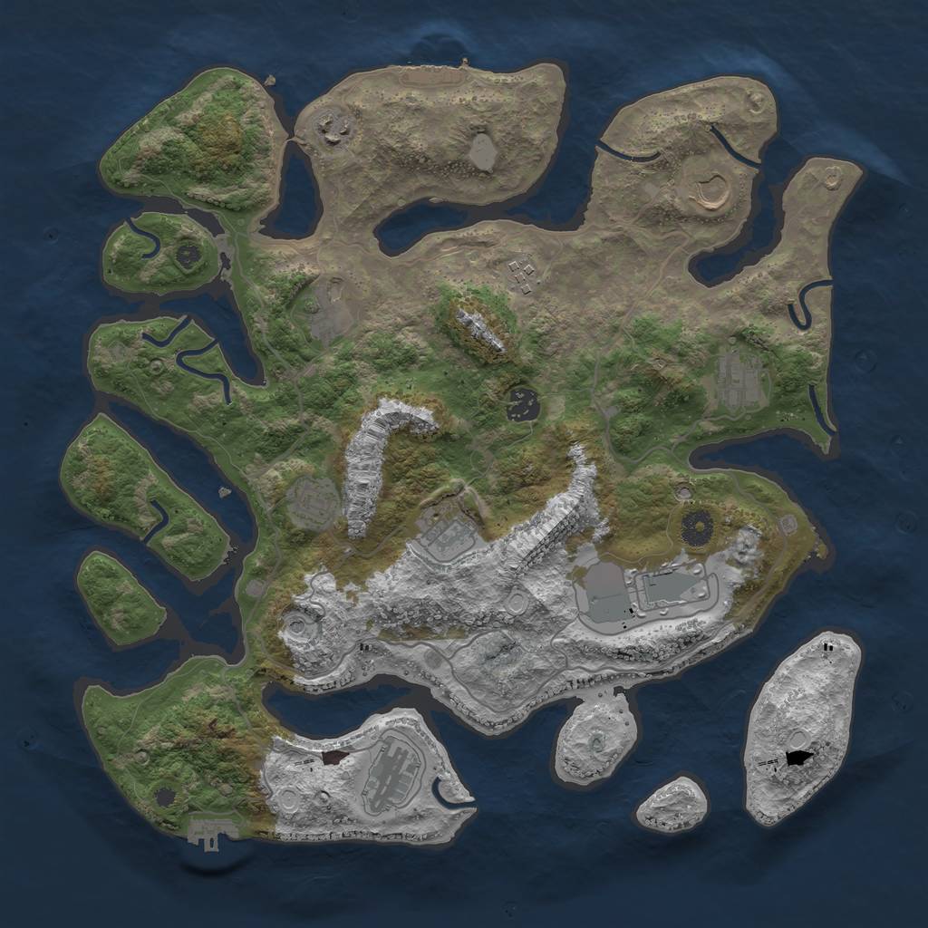 Rust Map: Procedural Map, Size: 4000, Seed: 477728, 18 Monuments