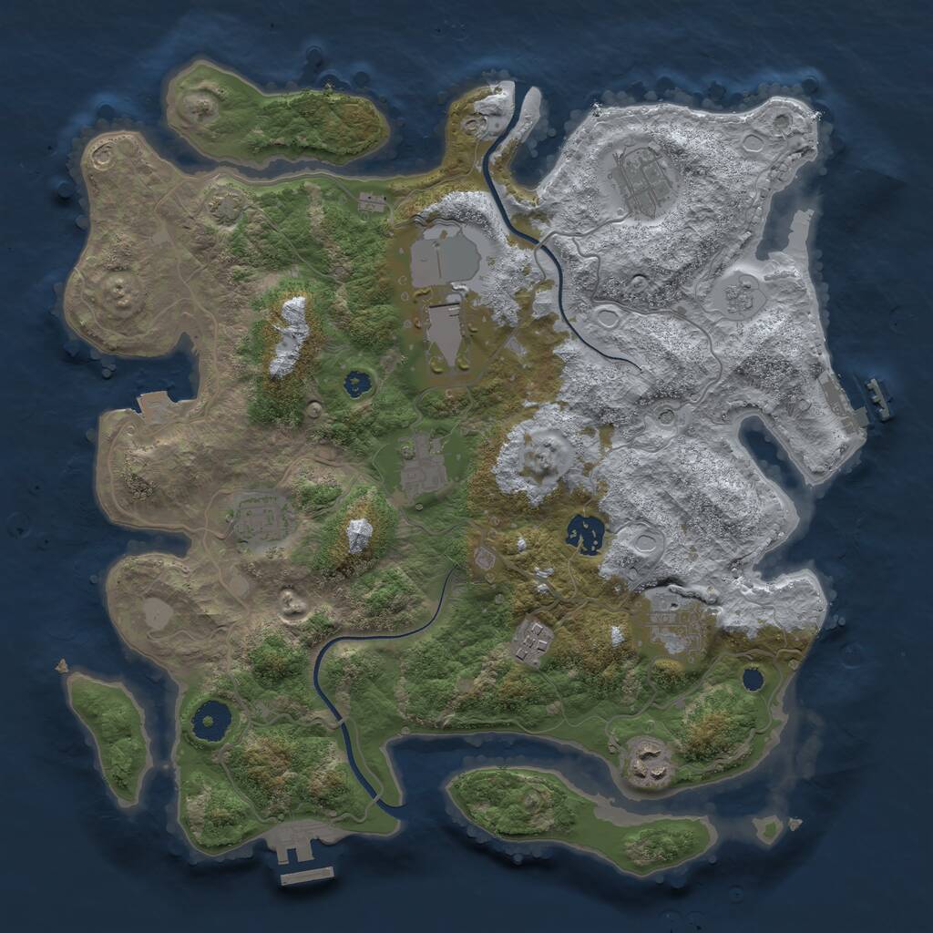 Rust Map: Procedural Map, Size: 3550, Seed: 379249, 14 Monuments
