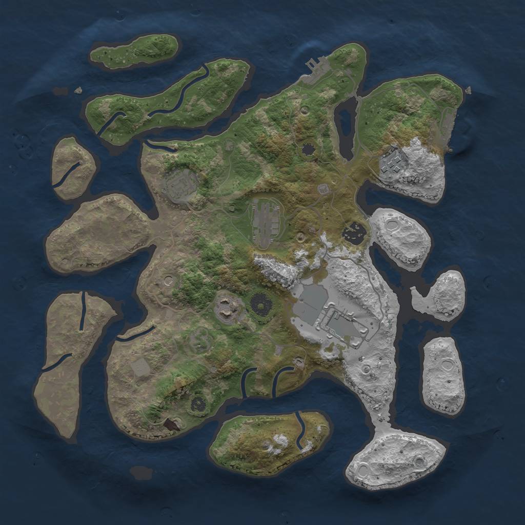 Rust Map: Procedural Map, Size: 3550, Seed: 42455, 14 Monuments