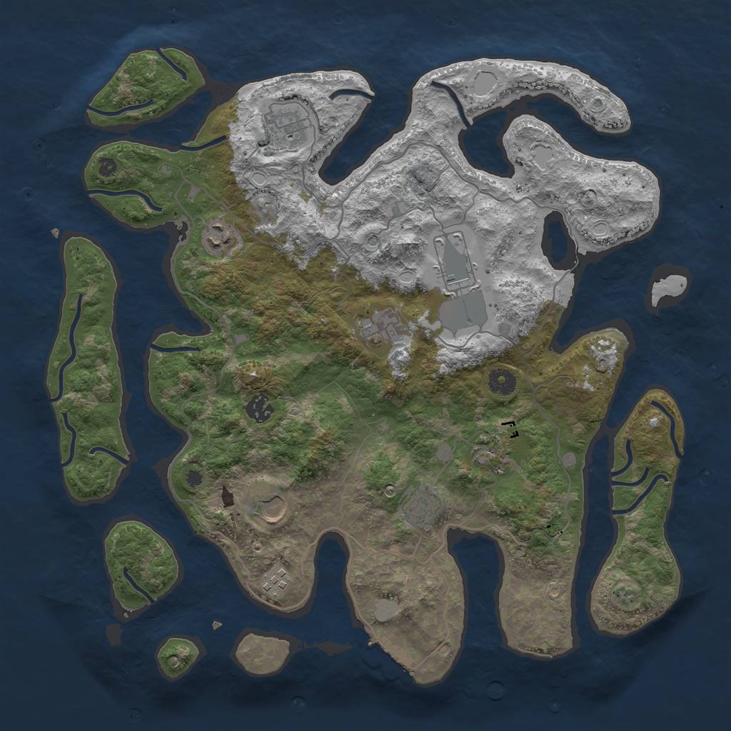 Rust Map: Procedural Map, Size: 4000, Seed: 333684, 16 Monuments
