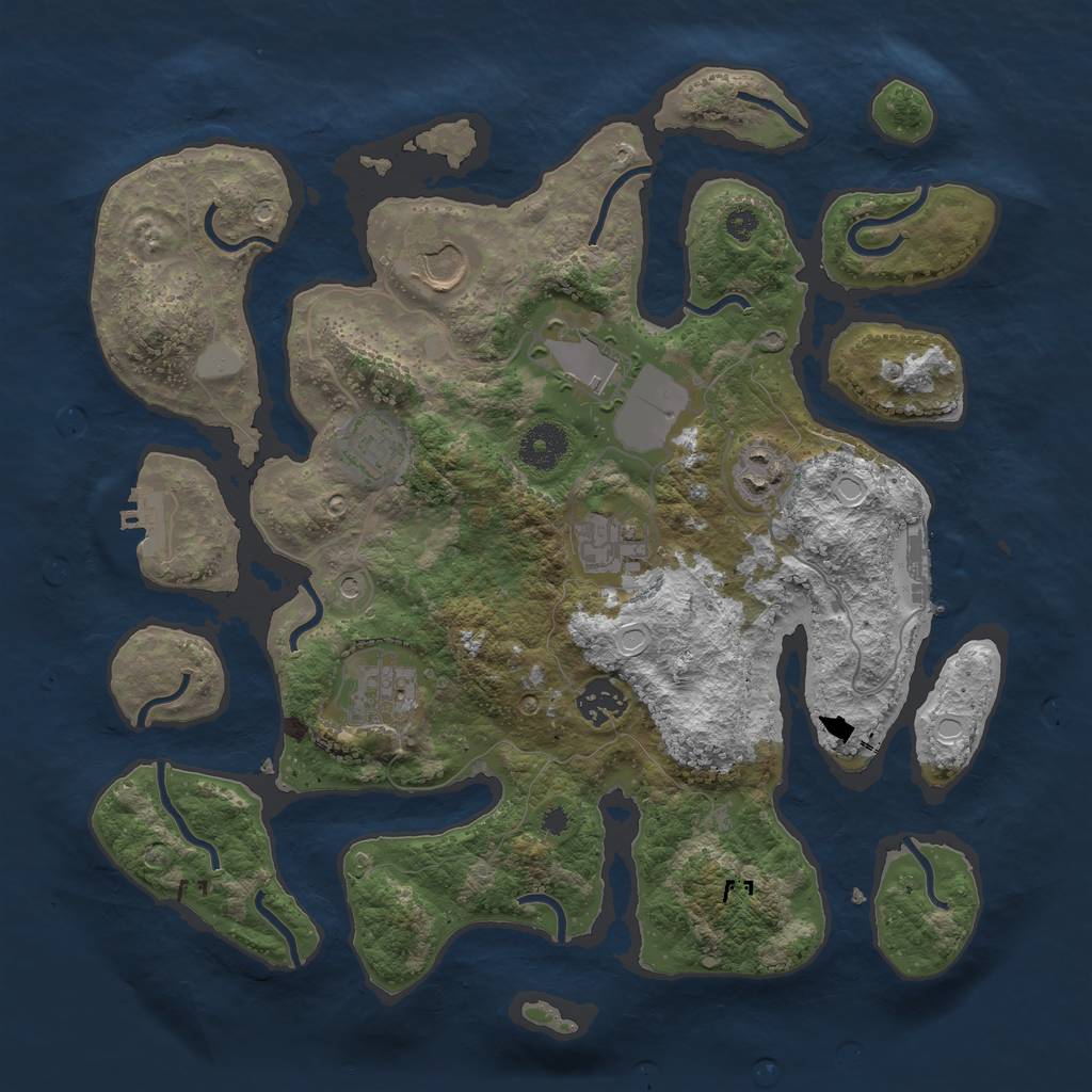 Rust Map: Procedural Map, Size: 3500, Seed: 70135, 15 Monuments