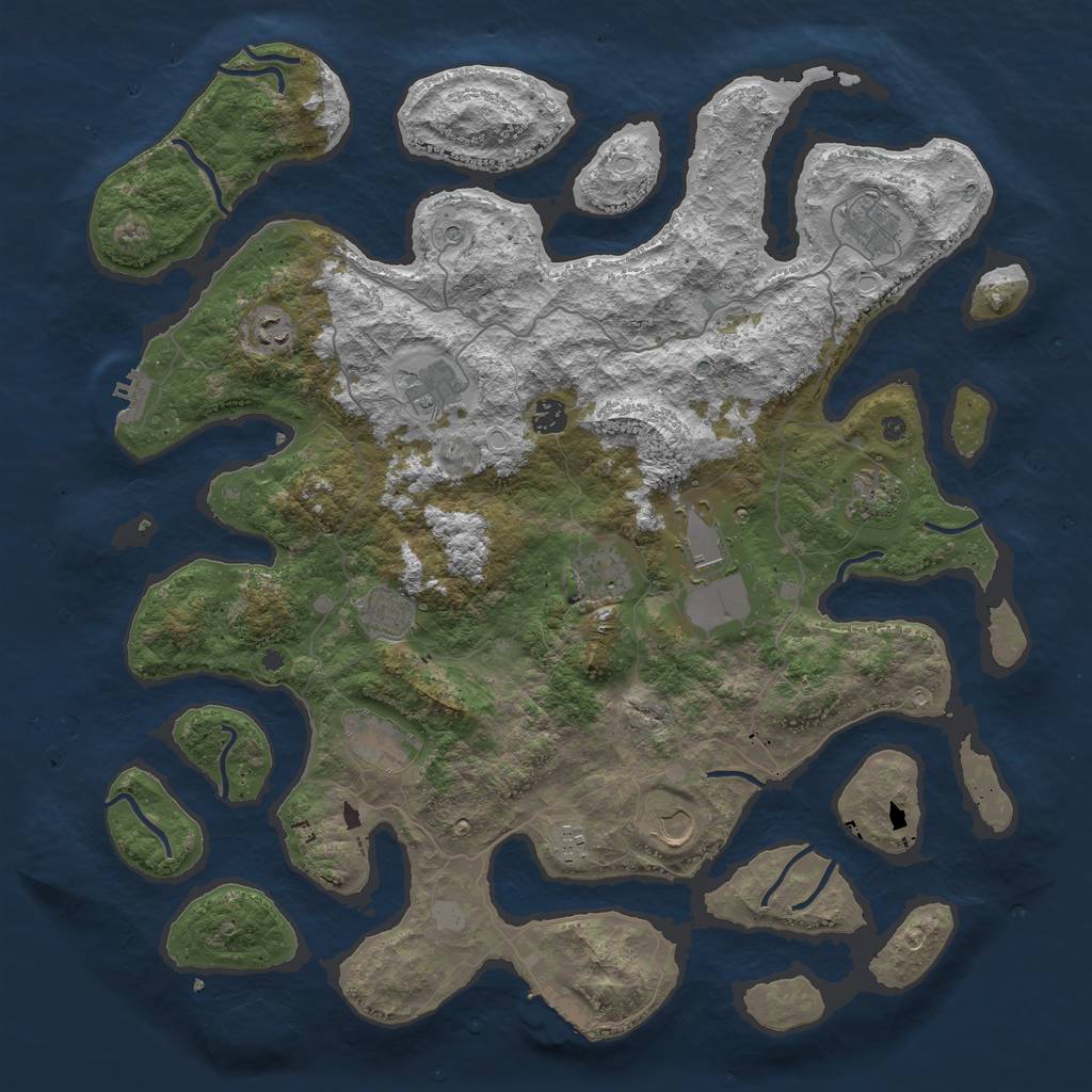 Rust Map: Procedural Map, Size: 4500, Seed: 3571598, 19 Monuments