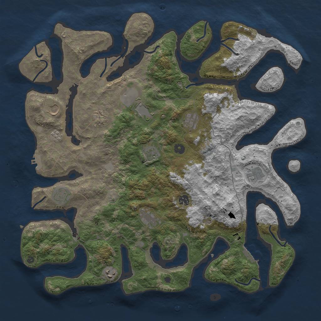 Rust Map: Procedural Map, Size: 4500, Seed: 341416, 19 Monuments