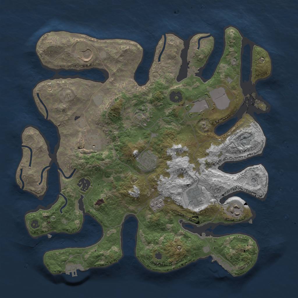 Rust Map: Procedural Map, Size: 3550, Seed: 533602, 17 Monuments