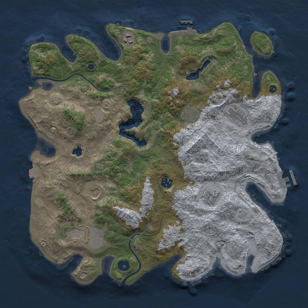 Rust Map: Procedural Map, Size: 4000, Seed: 481477, 13 Monuments