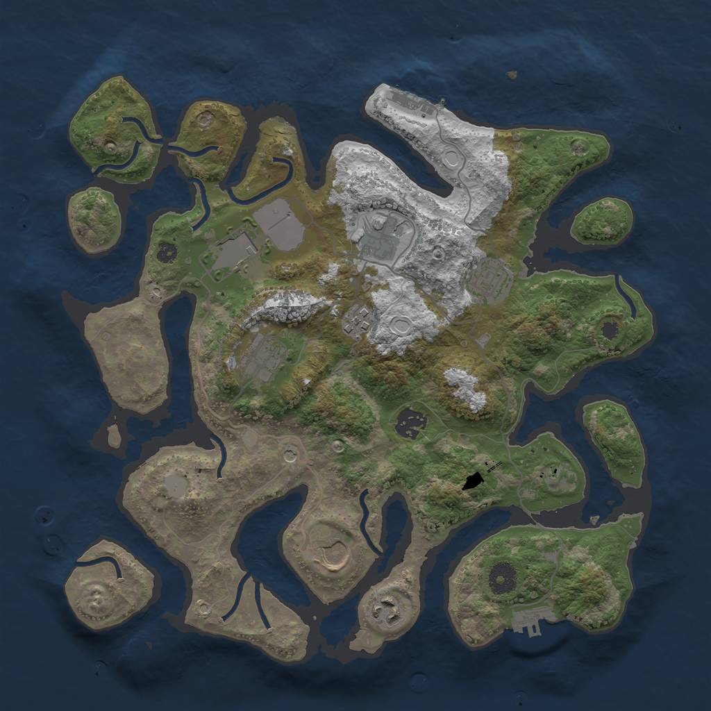 Rust Map: Procedural Map, Size: 3550, Seed: 971963, 16 Monuments