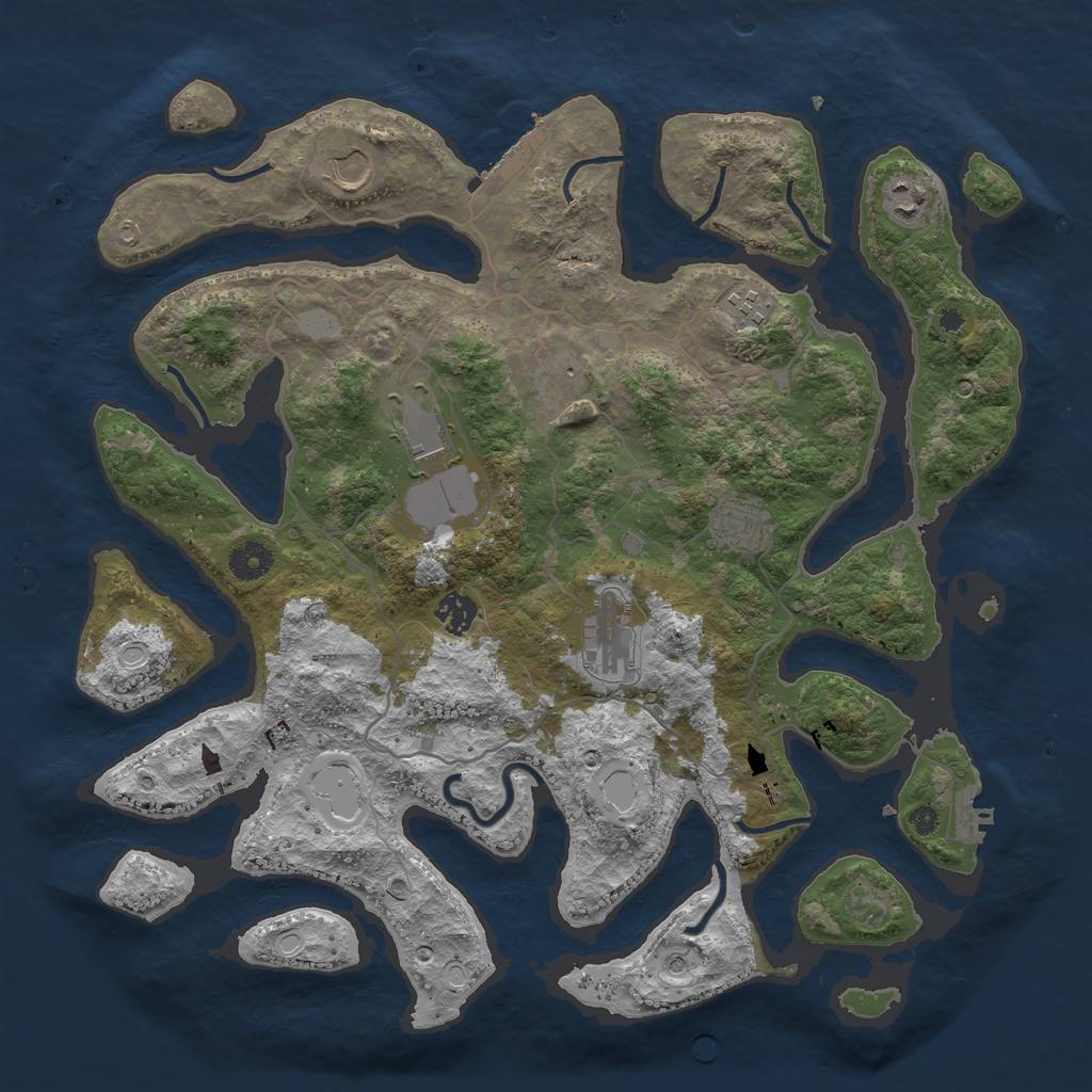 Rust Map: Procedural Map, Size: 4000, Seed: 635926, 16 Monuments