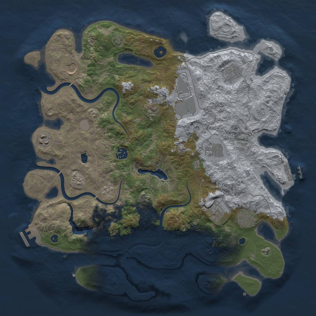 Rust Map: Procedural Map, Size: 4000, Seed: 39731, 16 Monuments