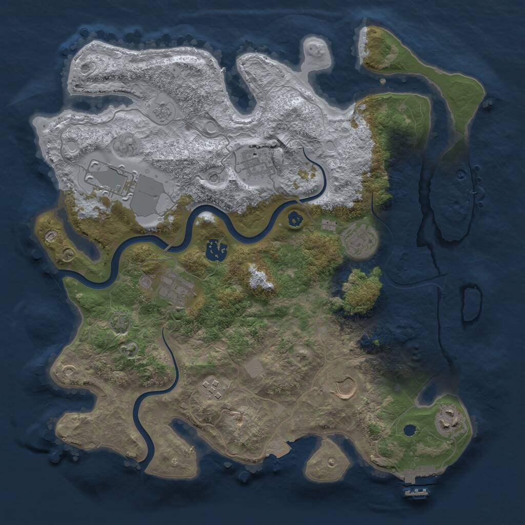 Rust Map: Procedural Map, Size: 3550, Seed: 10876, 13 Monuments