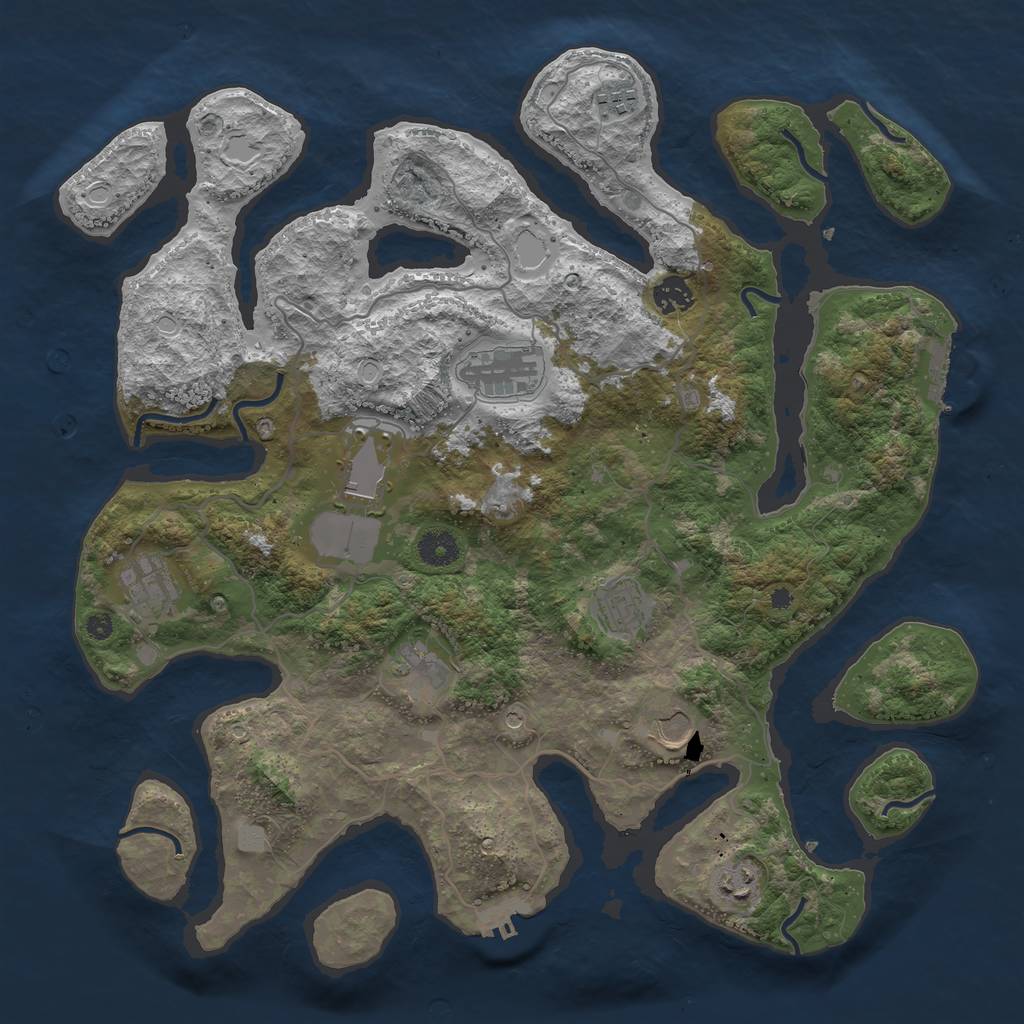 Rust Map: Procedural Map, Size: 4000, Seed: 728130, 17 Monuments
