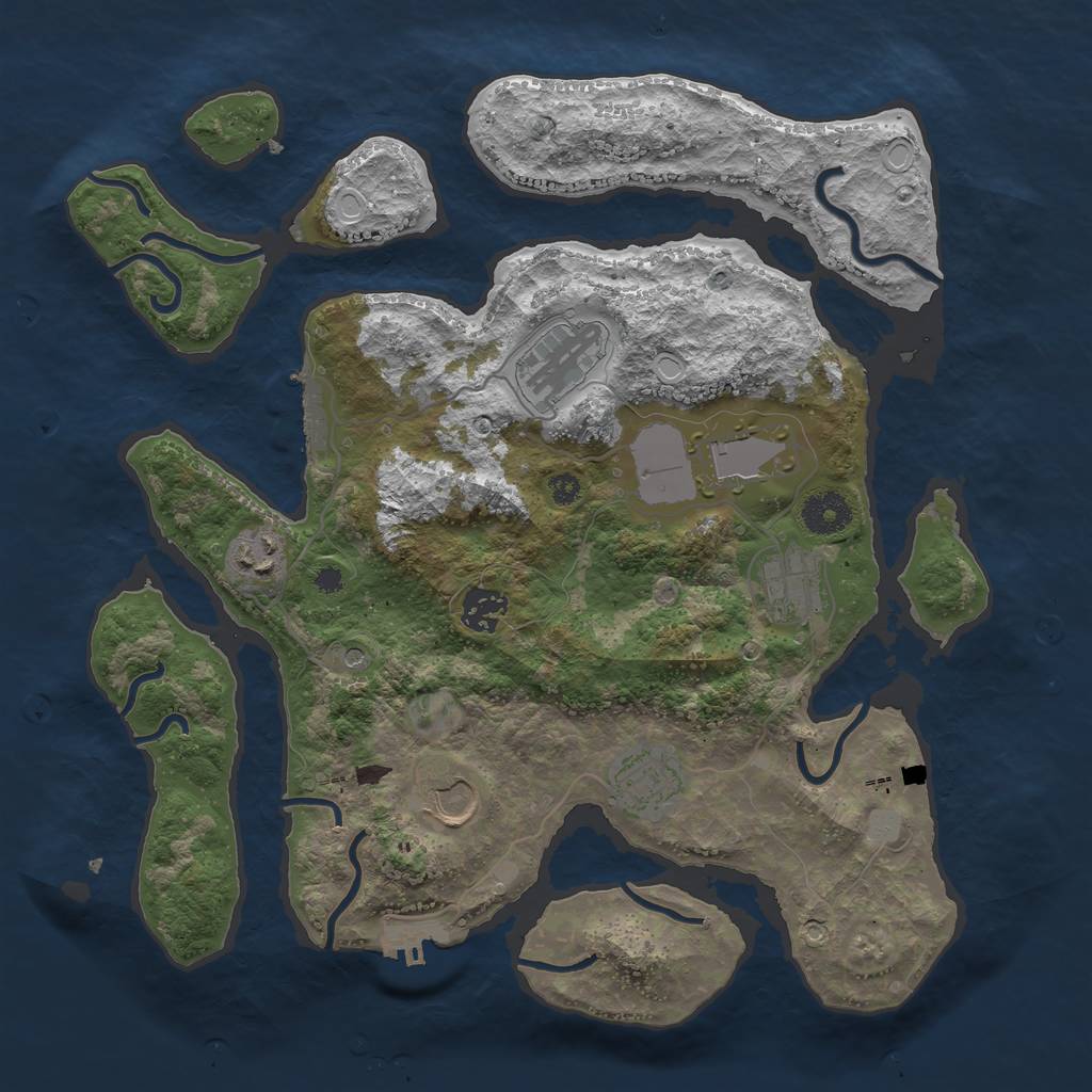 Rust Map: Procedural Map, Size: 3550, Seed: 644342, 15 Monuments