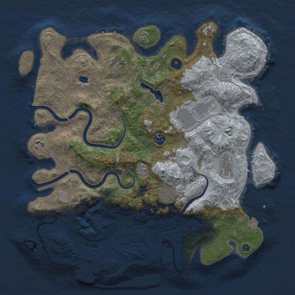 Rust Map: Procedural Map, Size: 4000, Seed: 473539, 12 Monuments