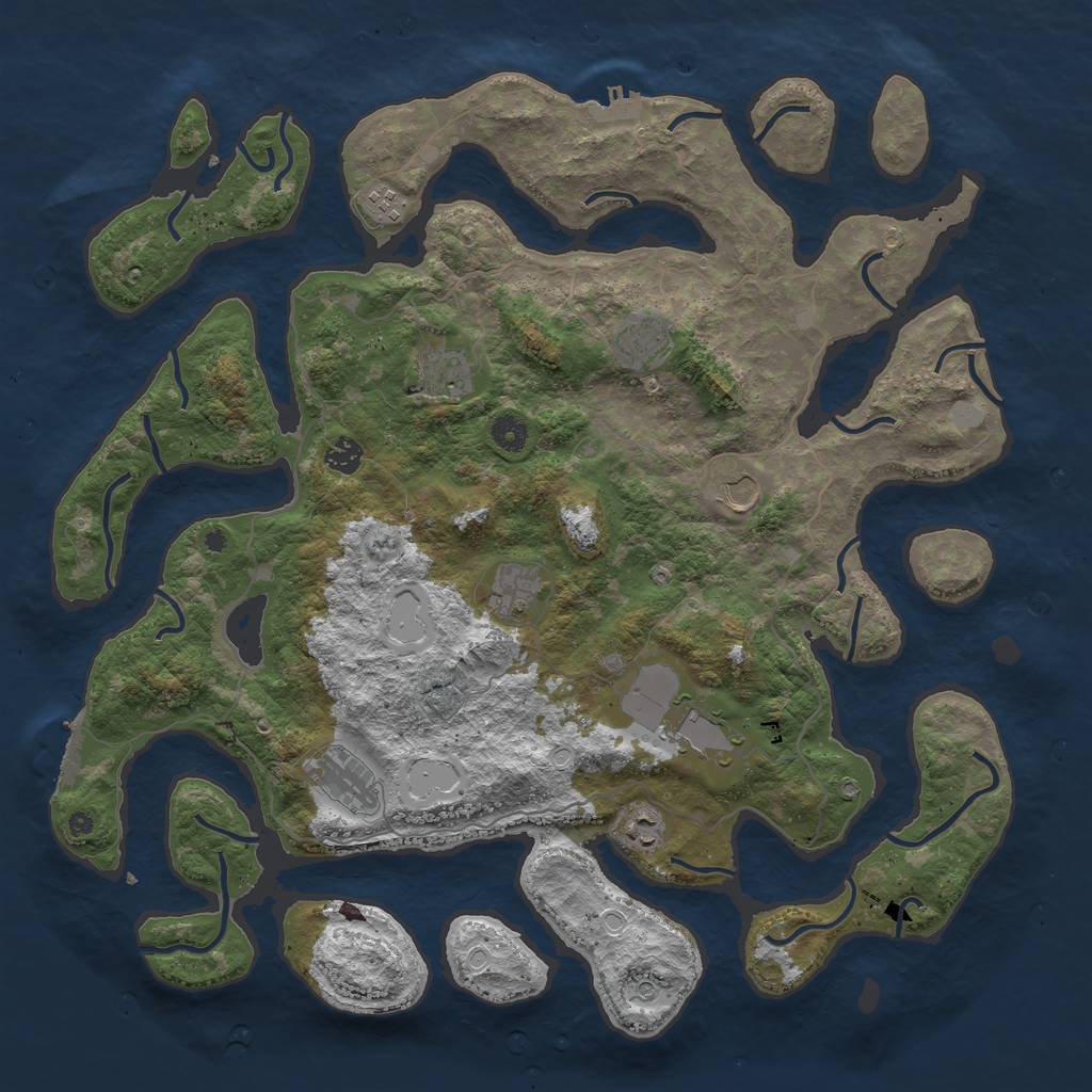 Rust Map: Procedural Map, Size: 4500, Seed: 48020385, 17 Monuments