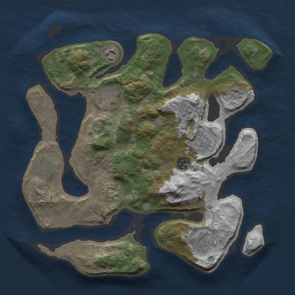 Rust Map: Barren, Size: 3400, Seed: 556849, 11 Monuments