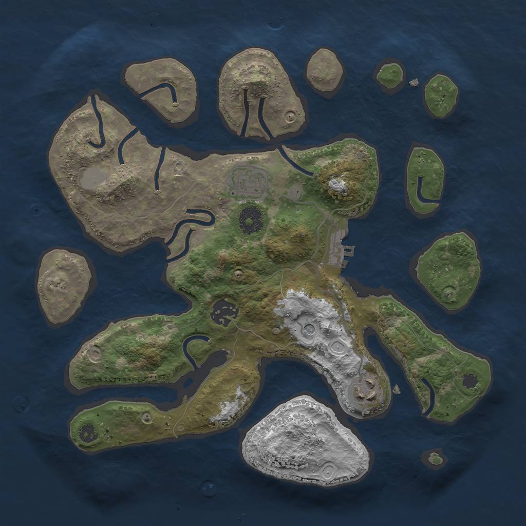 Rust Map: Procedural Map, Size: 3000, Seed: 79762, 10 Monuments