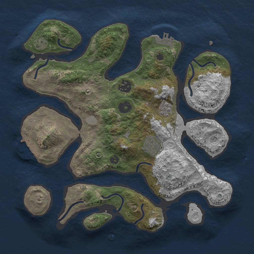 Rust Map: Procedural Map, Size: 3000, Seed: 42566, 11 Monuments