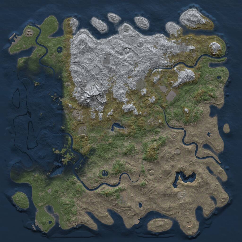 Rust Map: Procedural Map, Size: 6000, Seed: 103249376, 17 Monuments