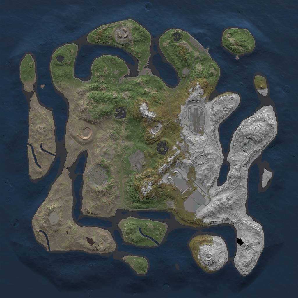 Rust Map: Procedural Map, Size: 3550, Seed: 355251, 14 Monuments