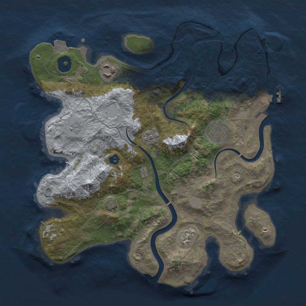Rust Map: Procedural Map, Size: 3000, Seed: 1378691315, 8 Monuments