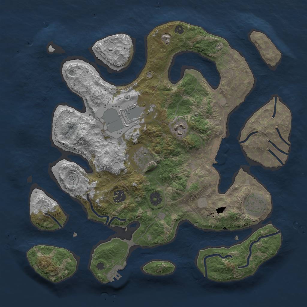 Rust Map: Procedural Map, Size: 3500, Seed: 1021523984, 13 Monuments