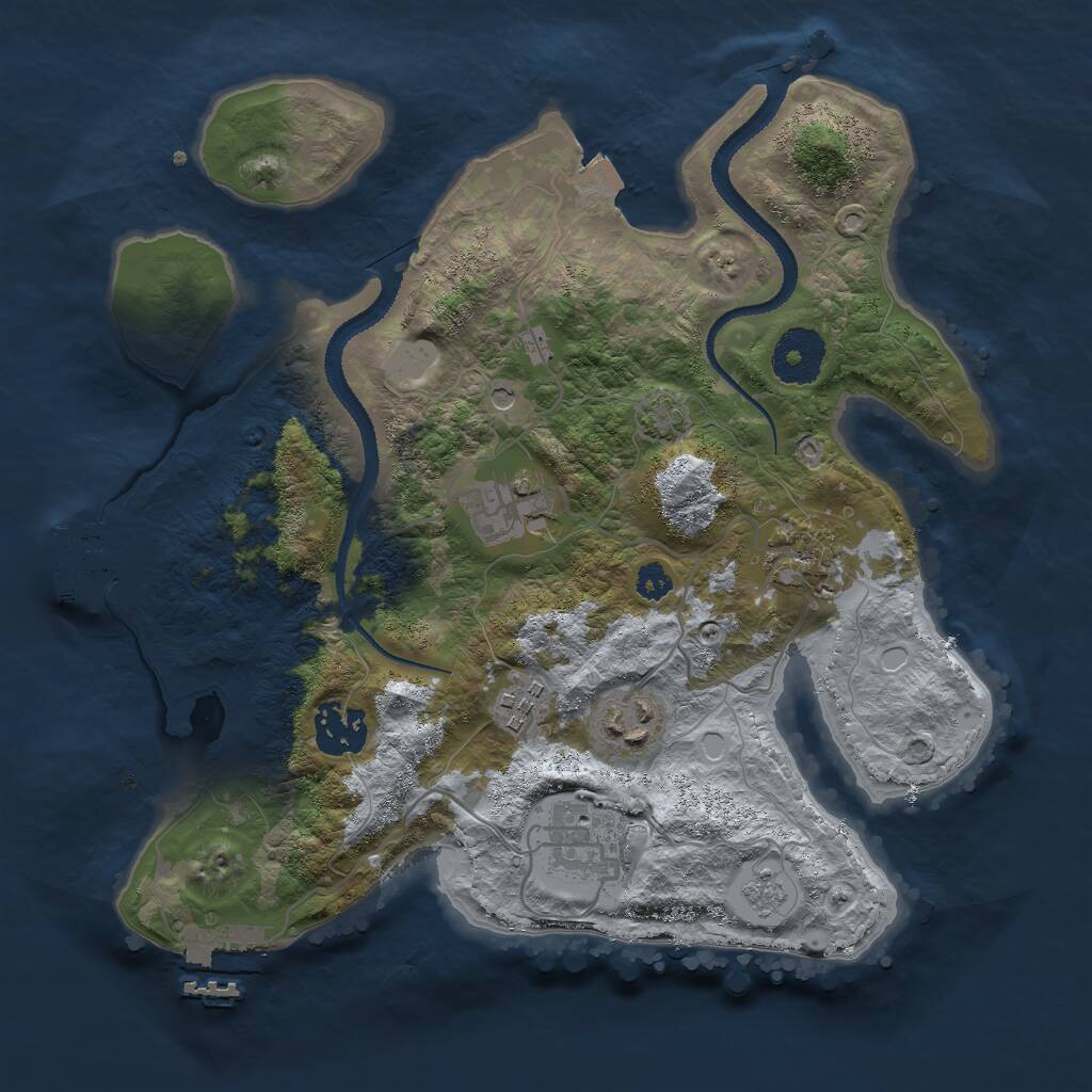 Rust Map: Procedural Map, Size: 3000, Seed: 2097636443, 12 Monuments