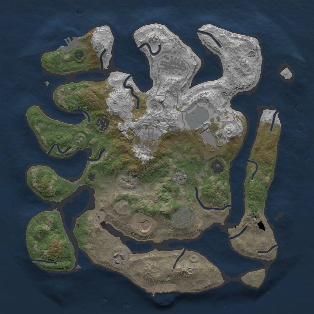 Rust Map: Procedural Map, Size: 3550, Seed: 201761964, 16 Monuments