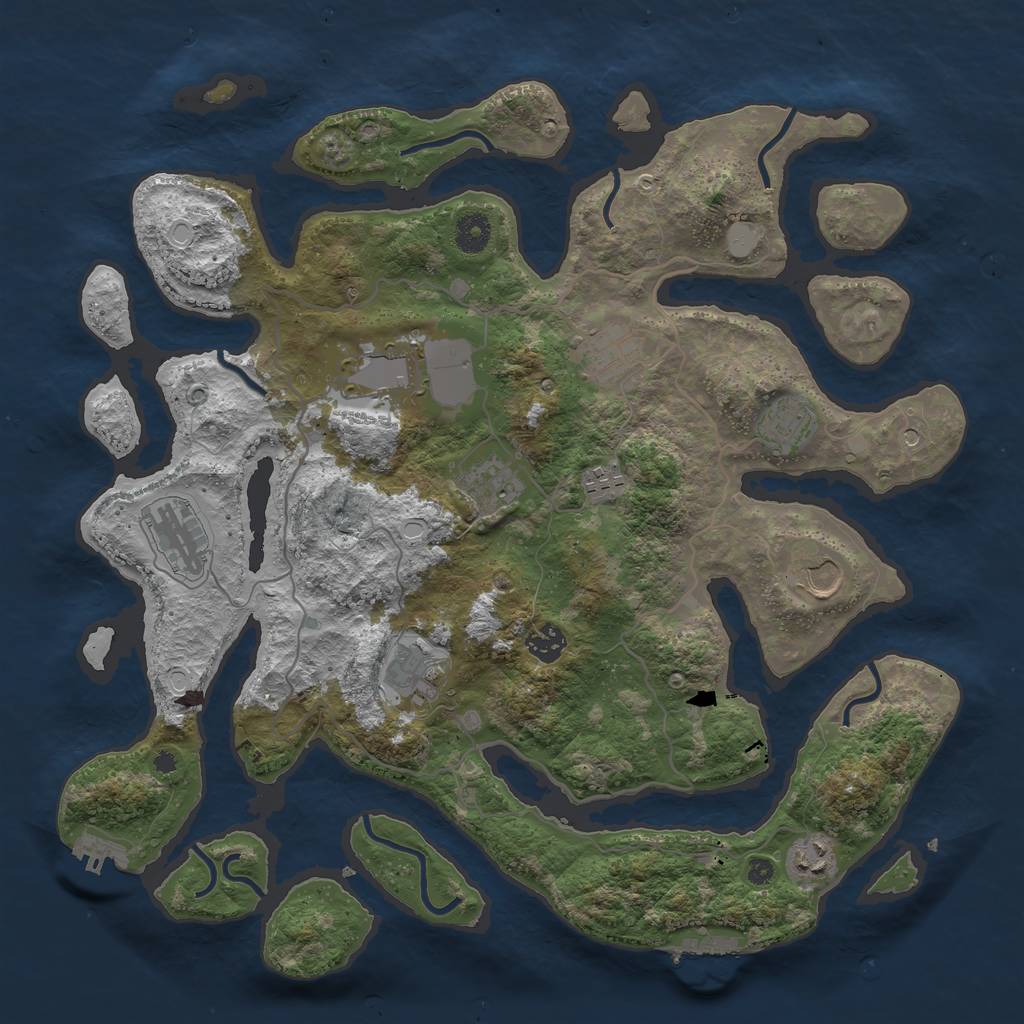 Rust Map: Procedural Map, Size: 4000, Seed: 271571, 18 Monuments
