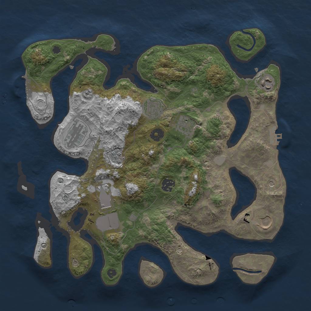 Rust Map: Procedural Map, Size: 3550, Seed: 470981, 16 Monuments