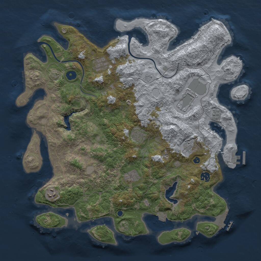 Rust Map: Procedural Map, Size: 4000, Seed: 1200915261, 14 Monuments