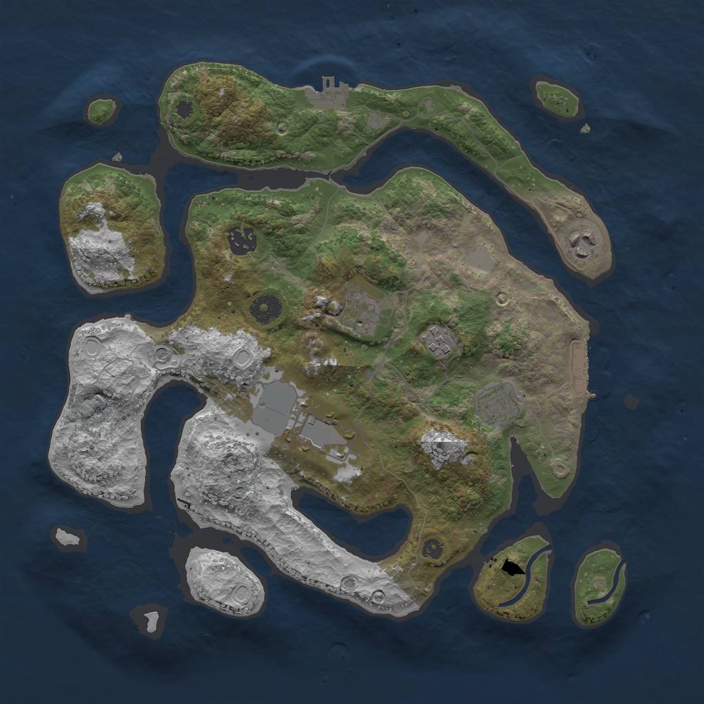 Rust Map: Procedural Map, Size: 3550, Seed: 266944, 14 Monuments