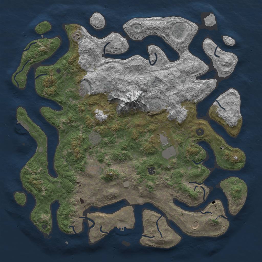 Rust Map: Procedural Map, Size: 5000, Seed: 20011, 18 Monuments