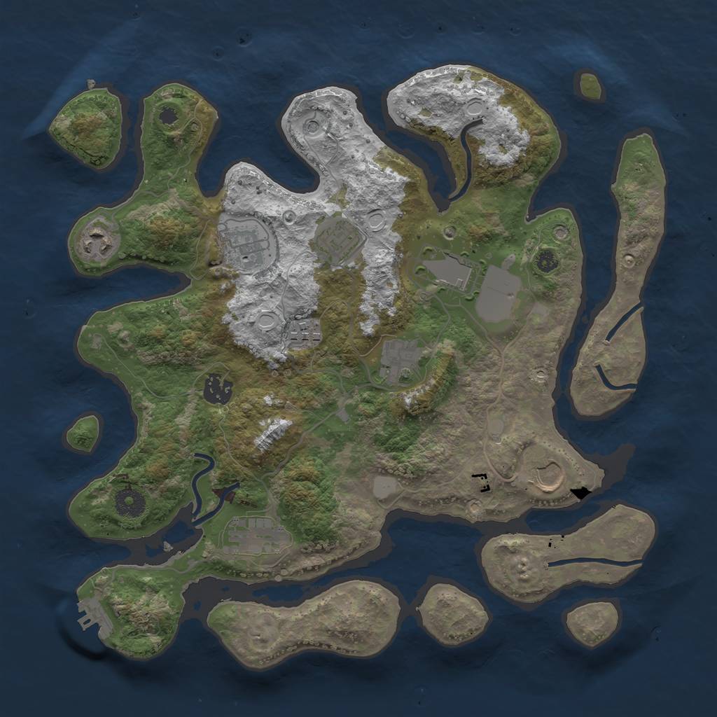 Rust Map: Procedural Map, Size: 3550, Seed: 911450, 16 Monuments